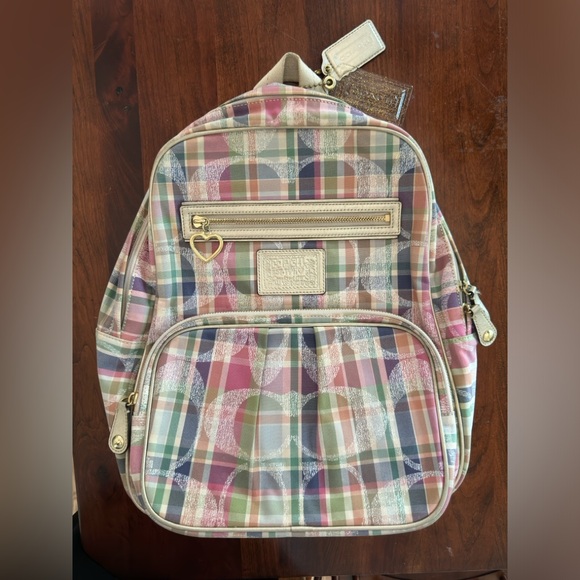 COACH Signature Poppy Madras Backpack M1282-F21886 - Picture 1 of 8